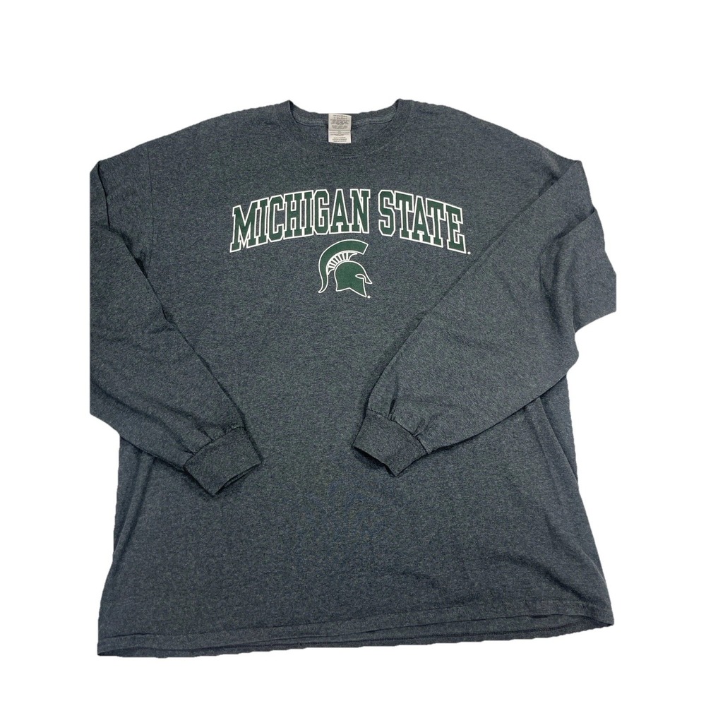 Michigan State Spartans Long Sleeve T-Shirt Men's XL Blue Heather Gildan NCAA
